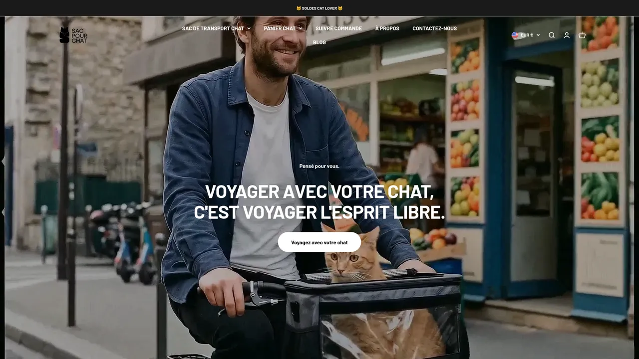 Aperçu du site Sac pour chat