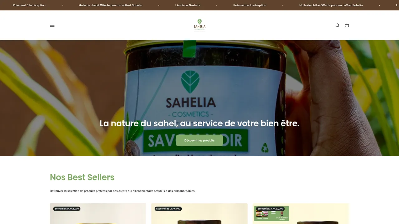 Screenshot de sahelia.co