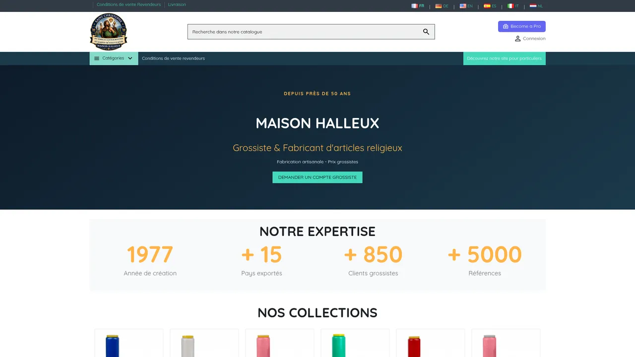Aperçu du site SaintChristophe-MaisonHalleux - Grossiste en articles religieux