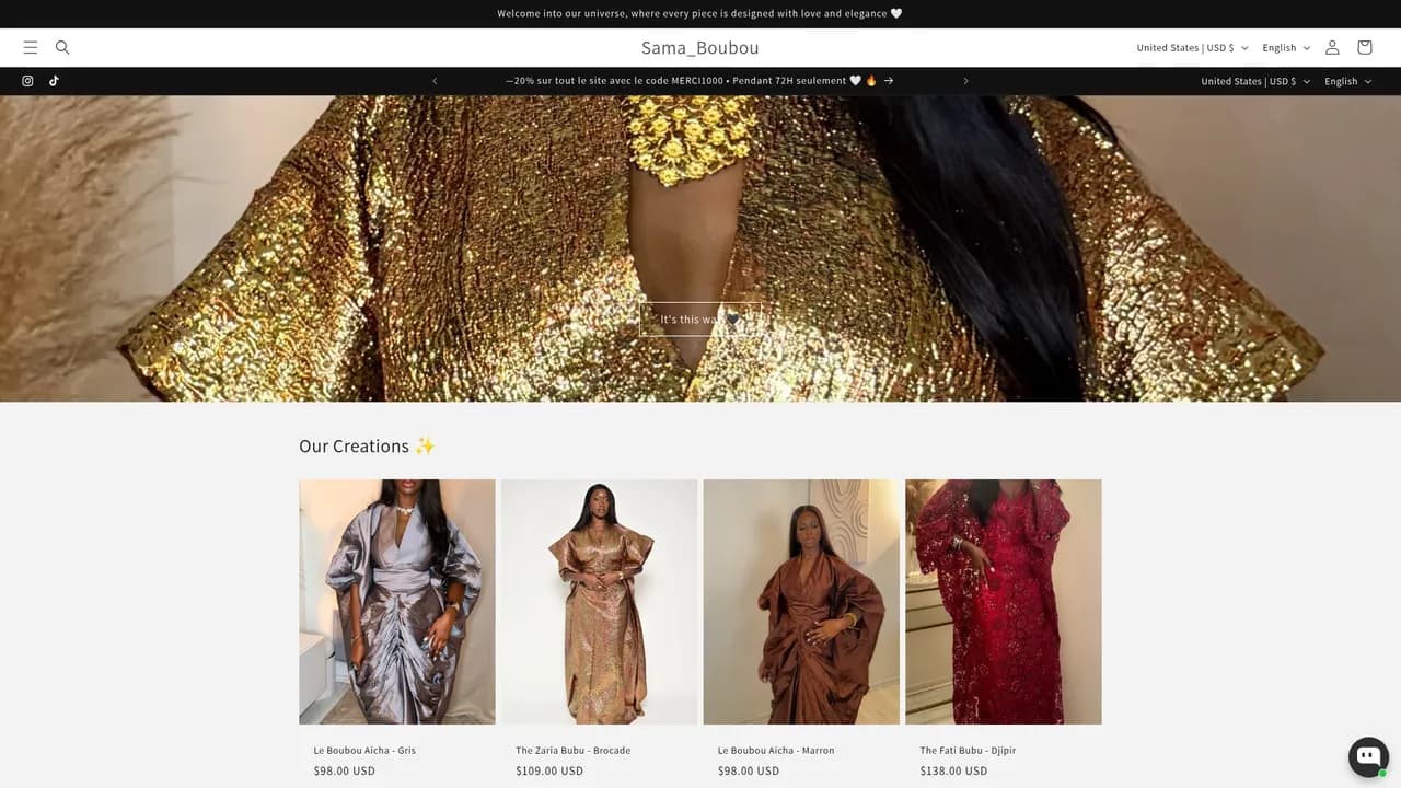 Screenshot de samaboubou.com