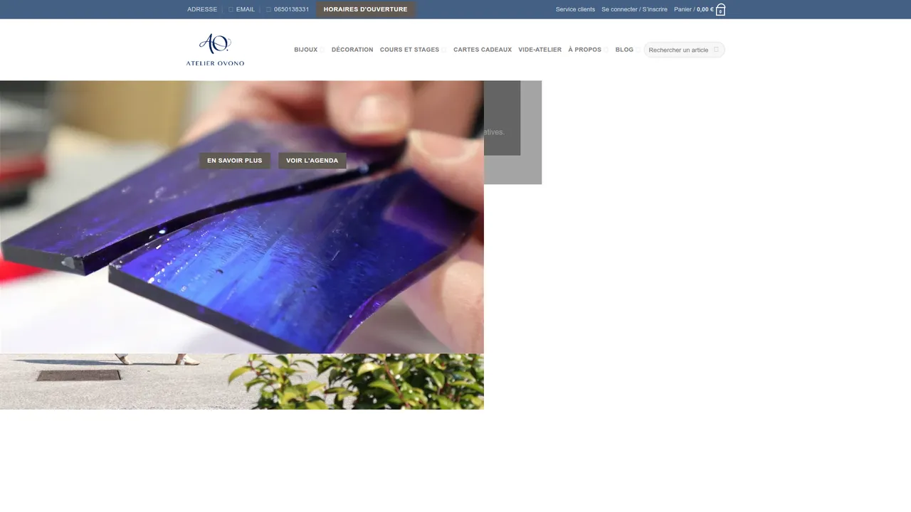 Aperçu du site Sandra Ovono - Bijoux en verre