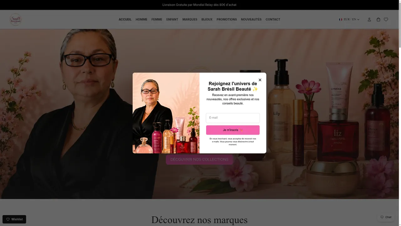 Aperçu du site SARAH BRESIL-BEAUTE
