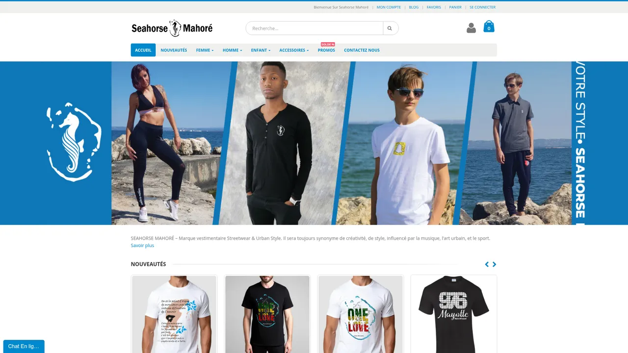 Aperçu du site Seahorse Mahoré - Boutique en ligne