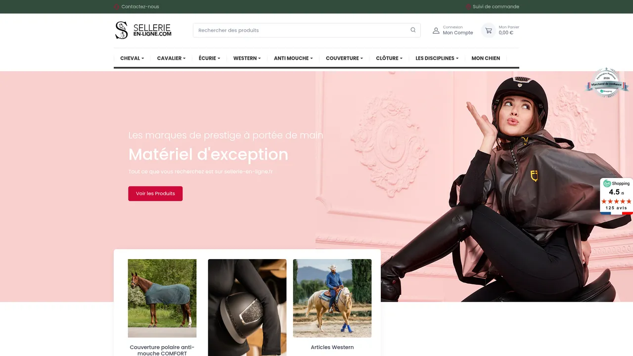 Aperçu du site Sellerie en Ligne