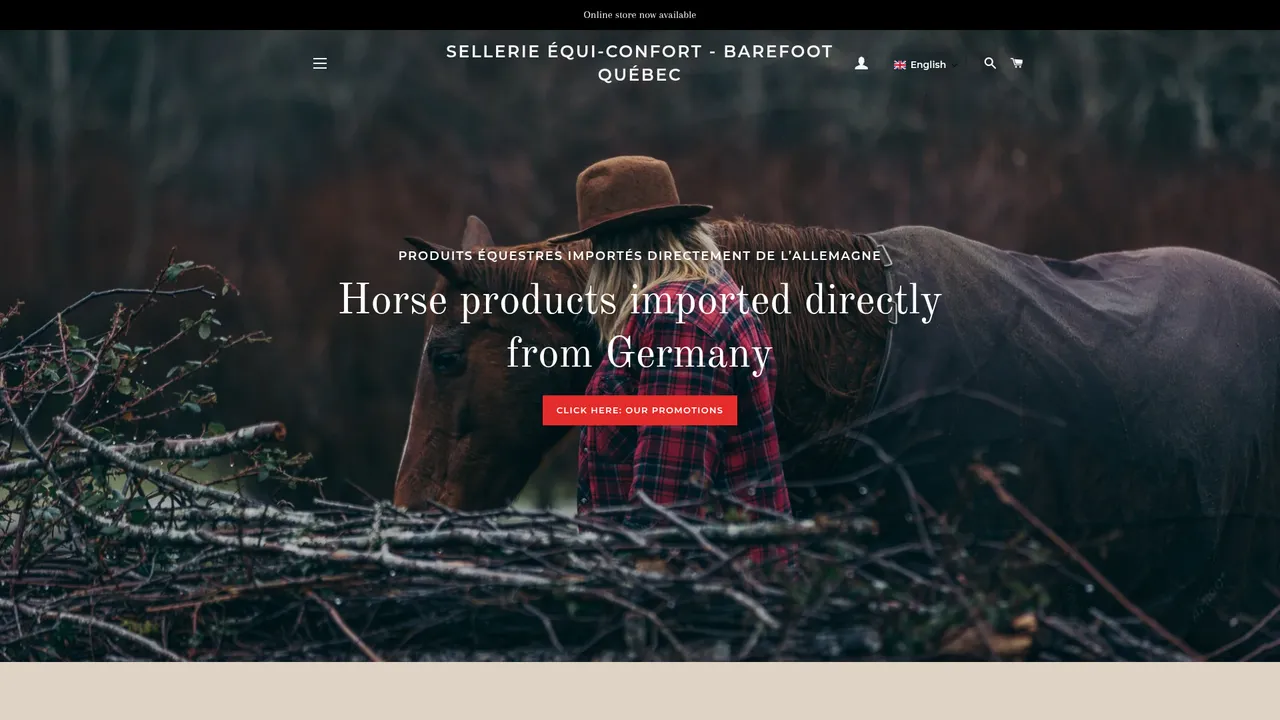 Screenshot de Sellerie Equi-confort - Barefoot Québec