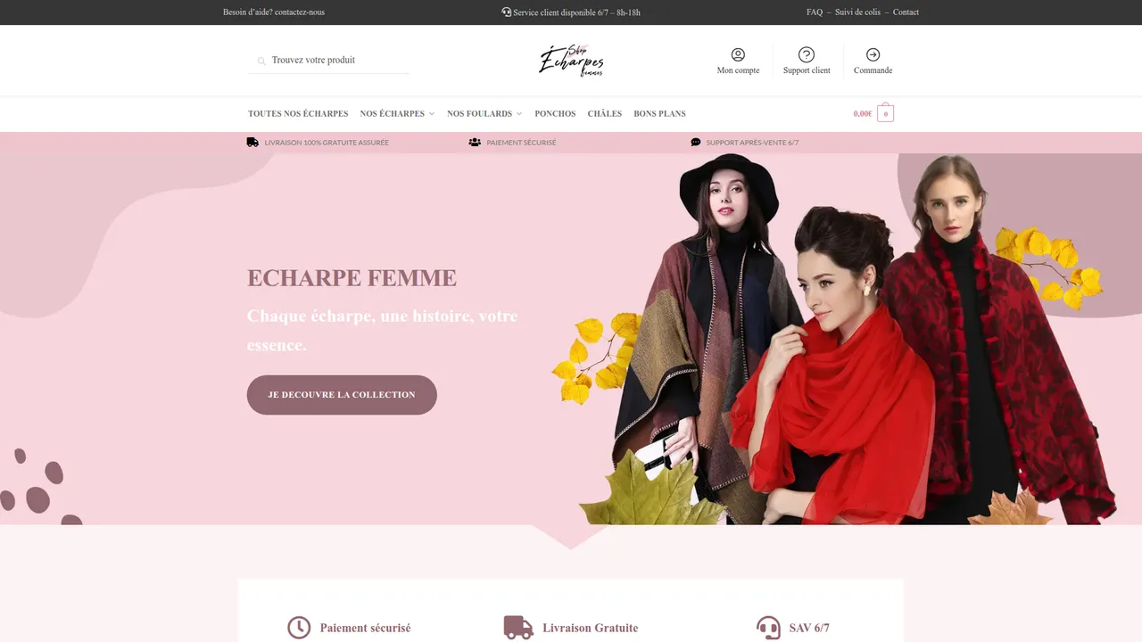 Aperçu du site Shop Écharpes Femme