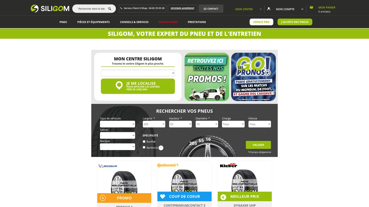 Screenshot de Siligom.fr, site officiel