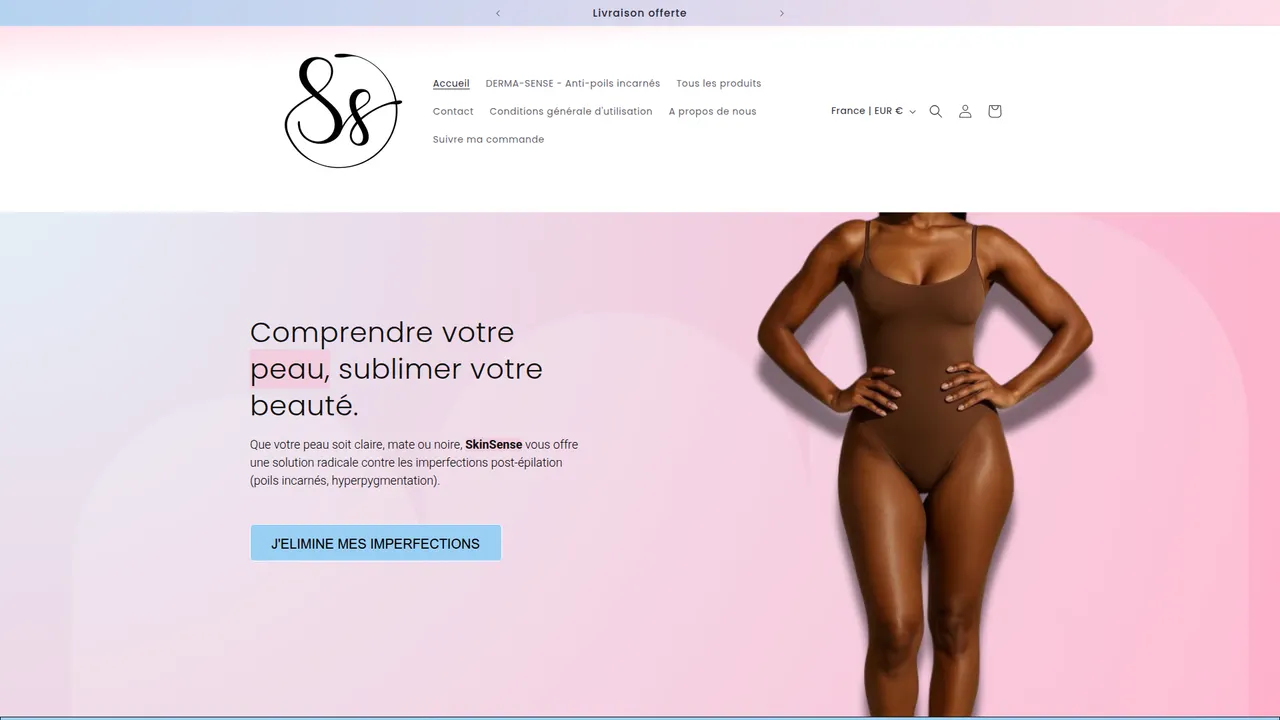 Aperçu du site Skin Sense