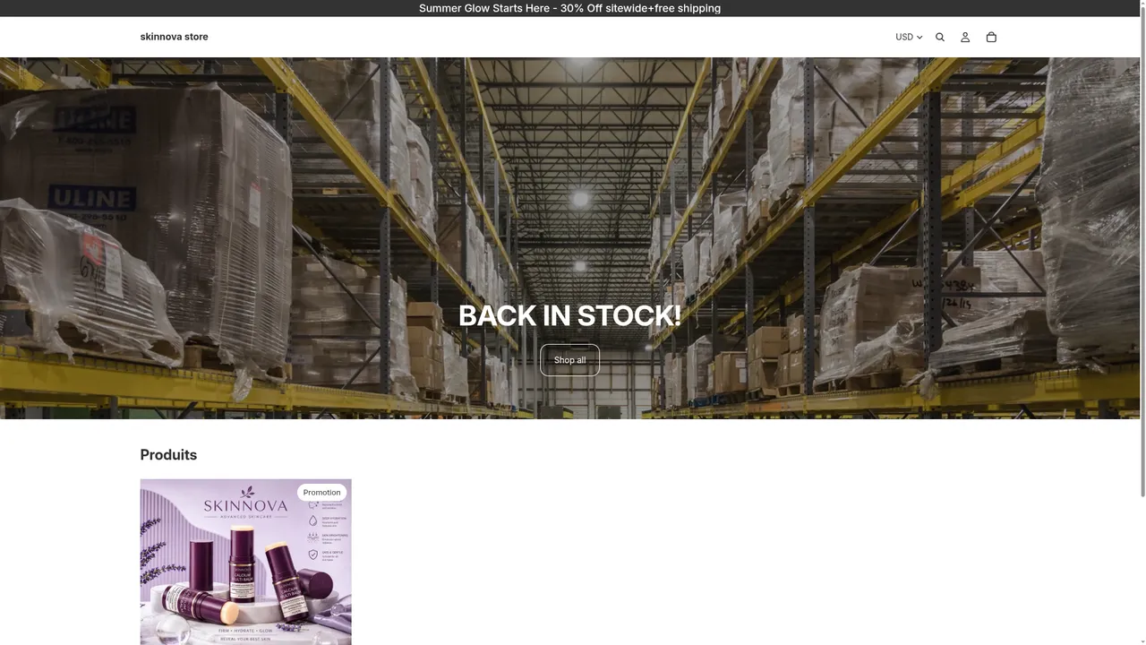 Screenshot de skinnova store