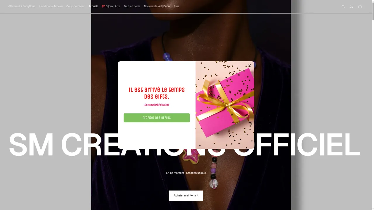 Aperçu du site Sm Creations - Boutique Online