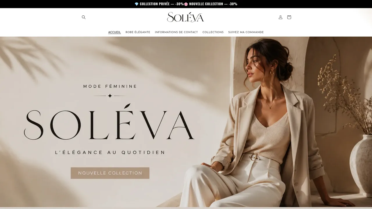 Screenshot de solevadress.com