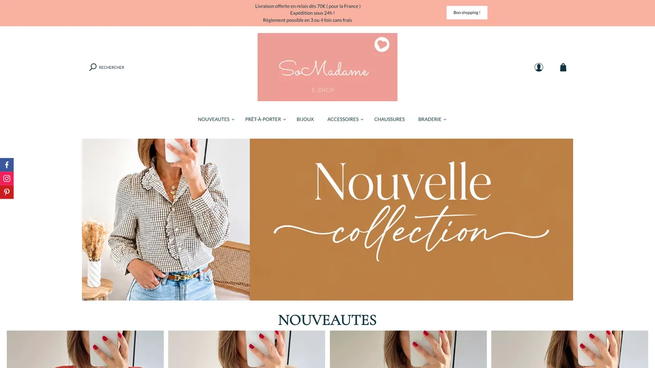 Aperçu du site Somadame.com : mode, vêtements femme