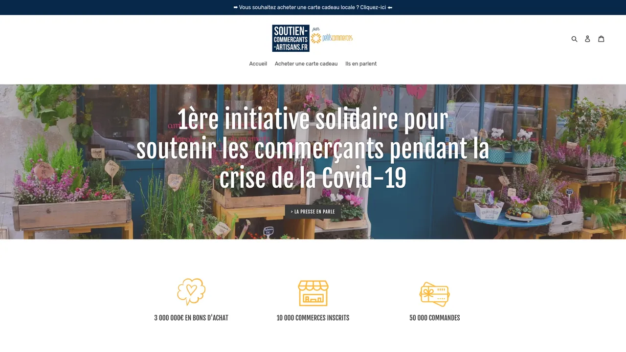 Screenshot de Soutien-Commercants-Artisans.fr