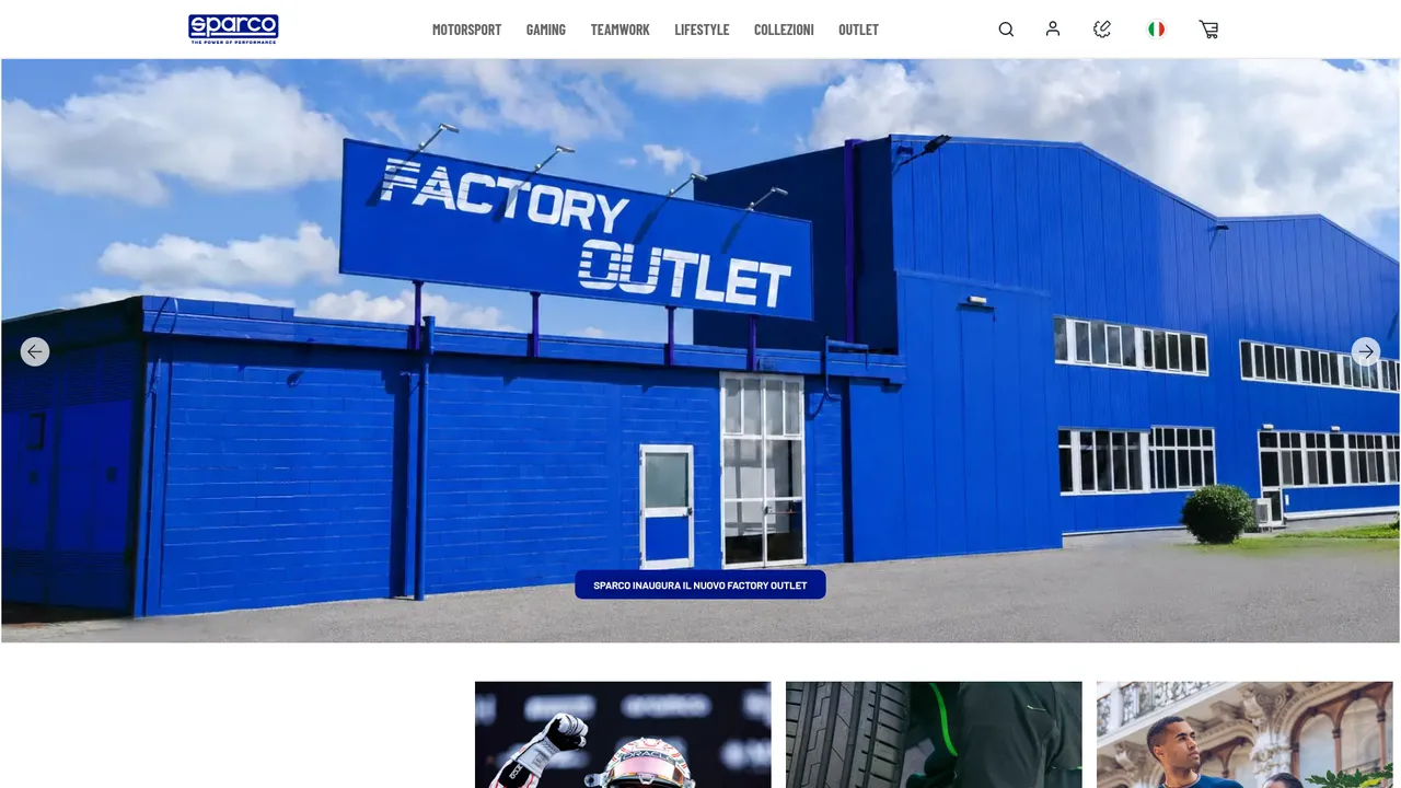 Aperçu du site Sparco Fashion, de la piste à la ville
