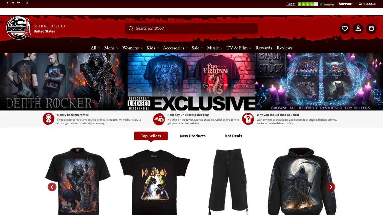 Aperçu du site Spiral Direct