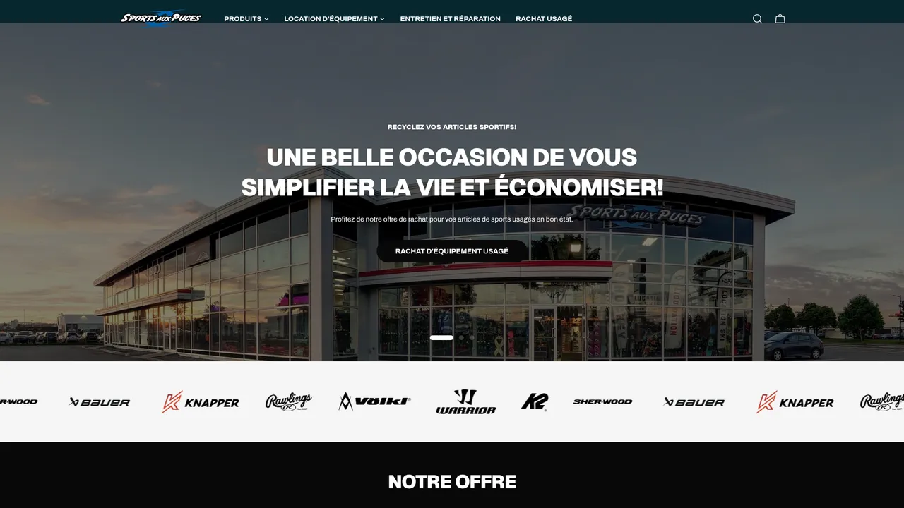 Screenshot de sportsauxpucesquebec.com