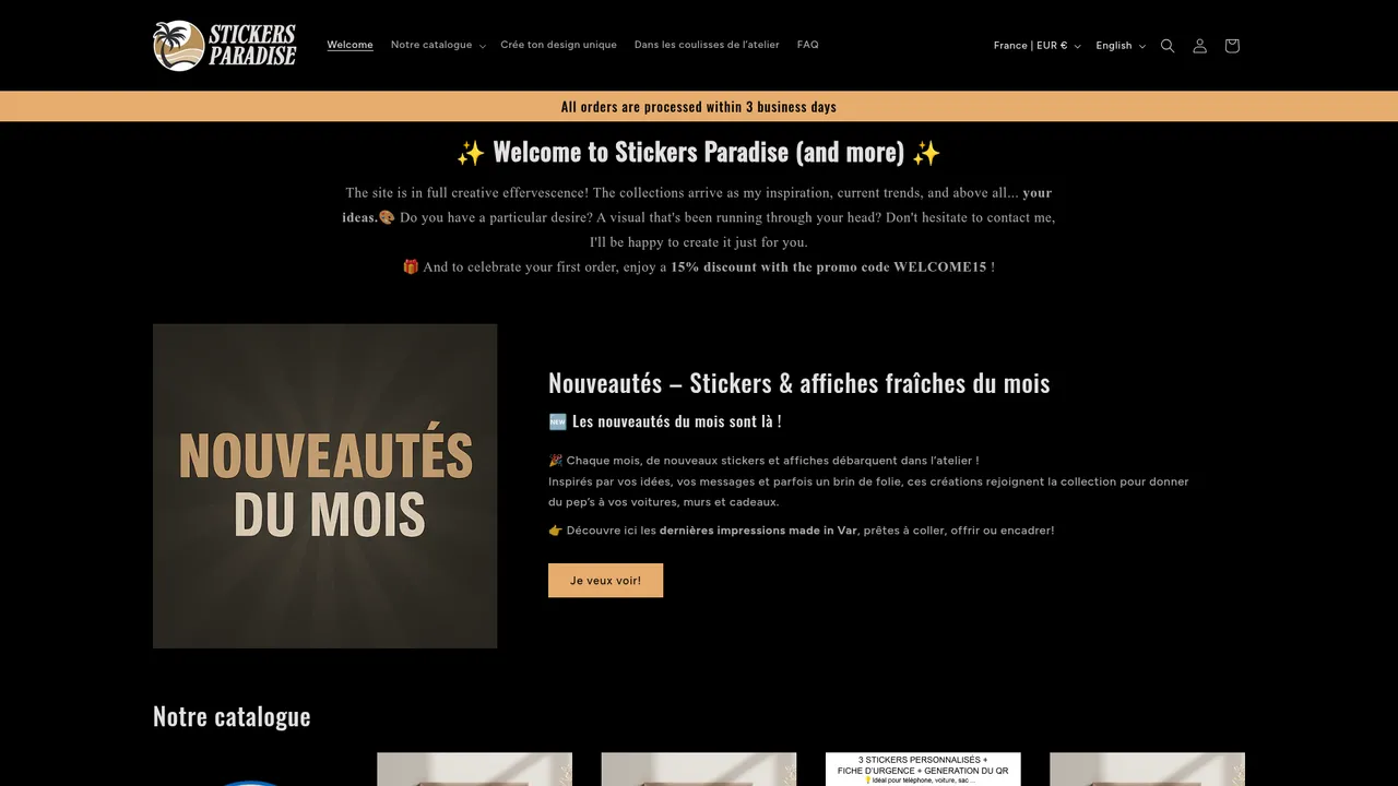 Screenshot de stickersparadise.com