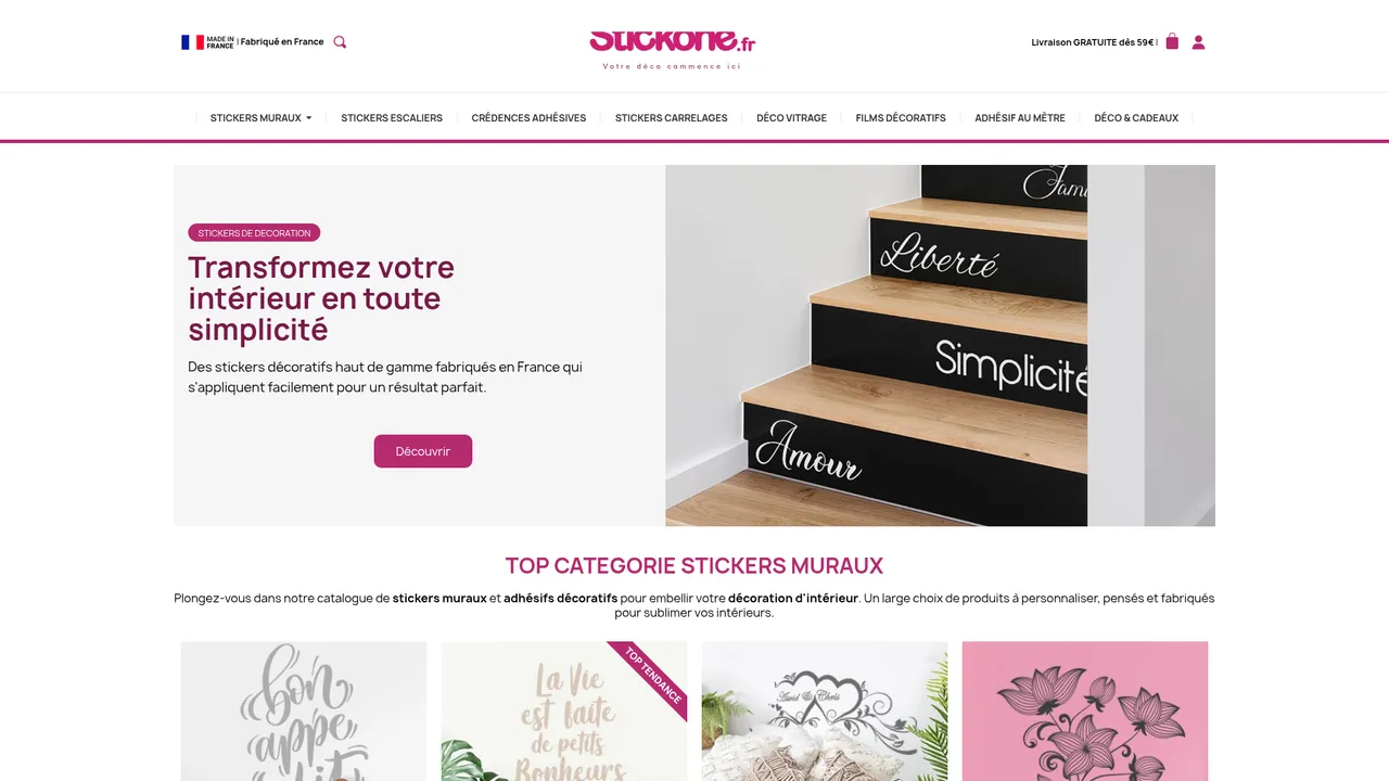 Aperçu du site Stickone : Stickers et adhésifs de décoration