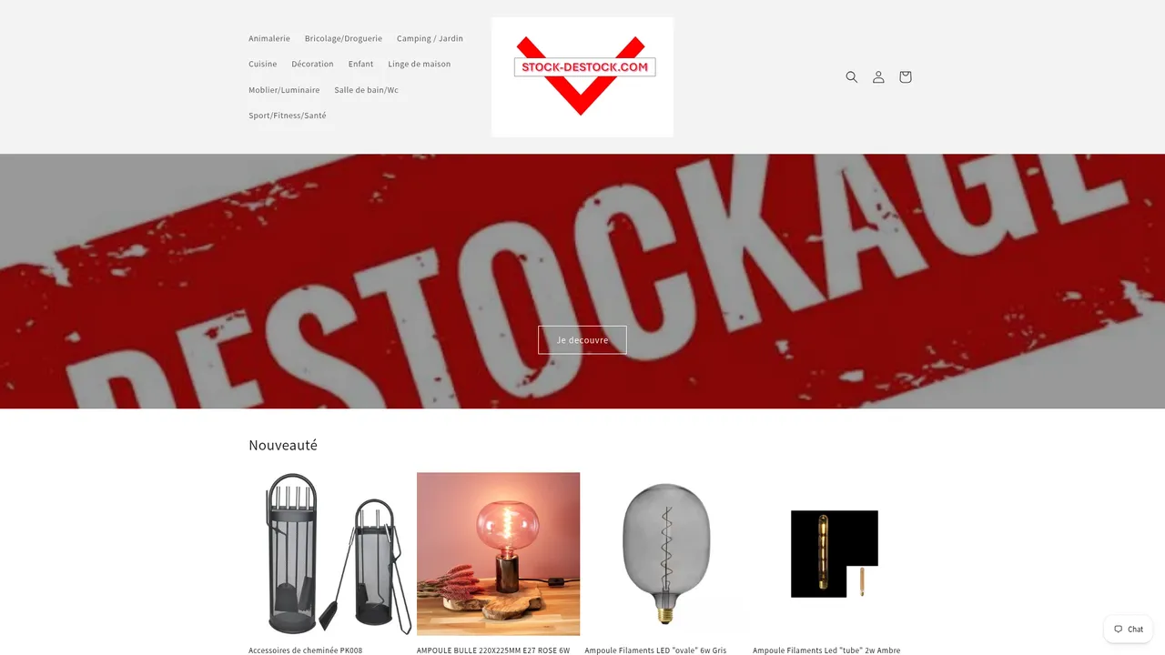 Aperçu du site Stock Destock