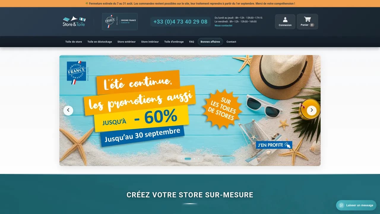 Screenshot de Storetoile, toile de store et pergola sur mesure