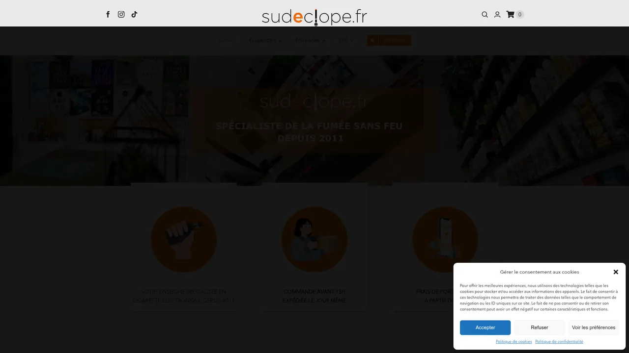 Aperçu du site Cigarette électronique sudeclope