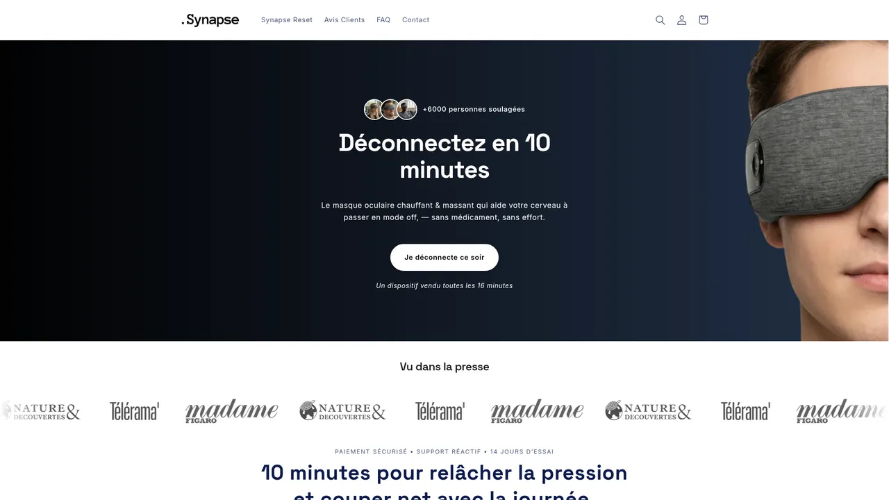 Screenshot de synapsereset.com