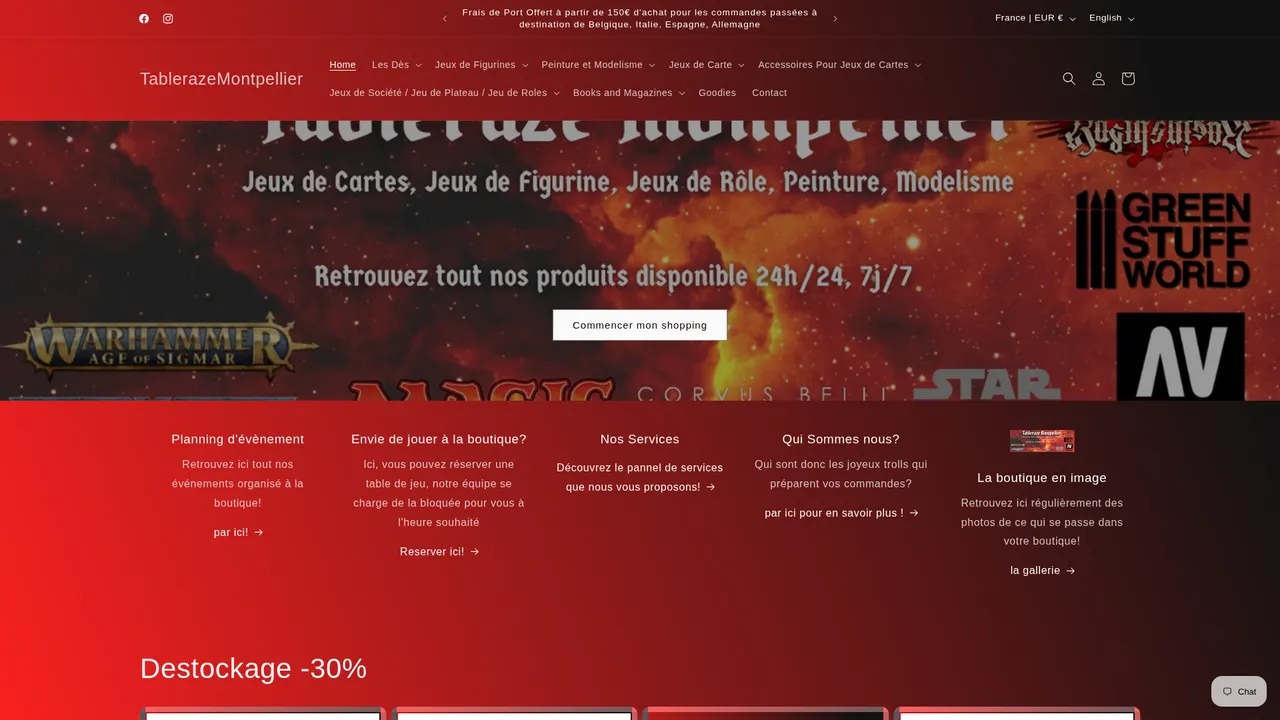 Aperçu du site Tableraze Montpellier: La boutique en ligne!