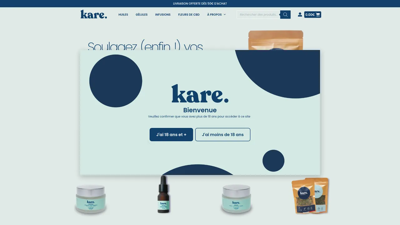 Aperçu du site takekare CBD
