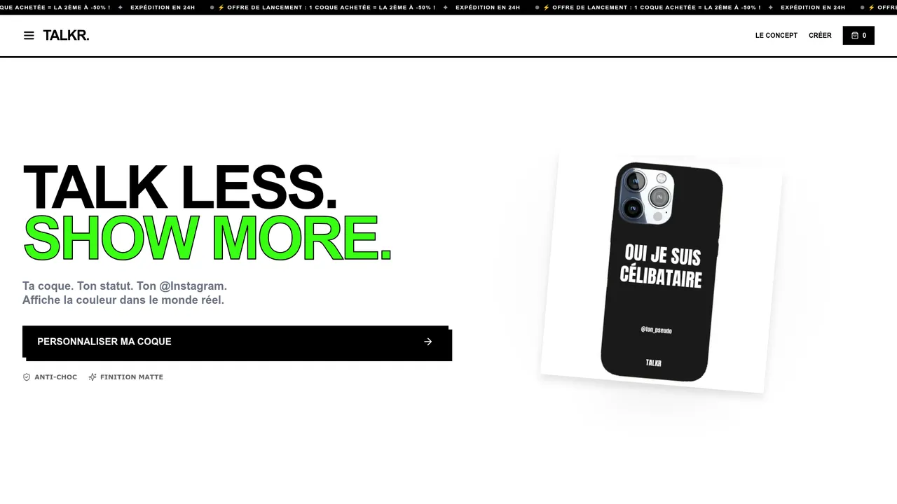 Aperçu du site talkr.shop