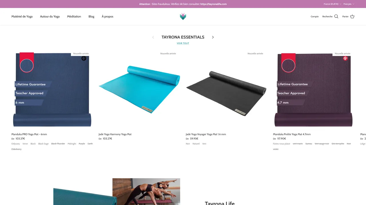 Aperçu du site Tayrona Yoga