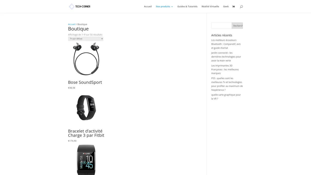 Aperçu du site Tech Corner - La boutique des produits High Tech !