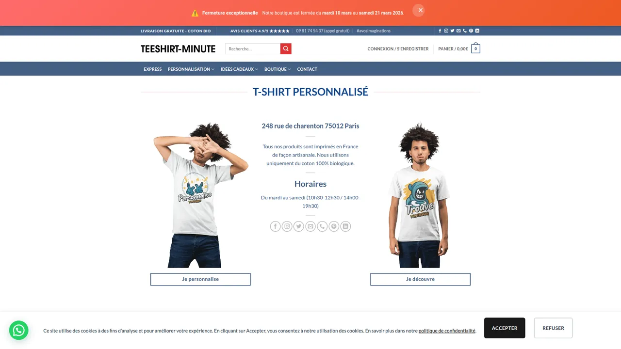 Aperçu du site Teeshirt-minute.com