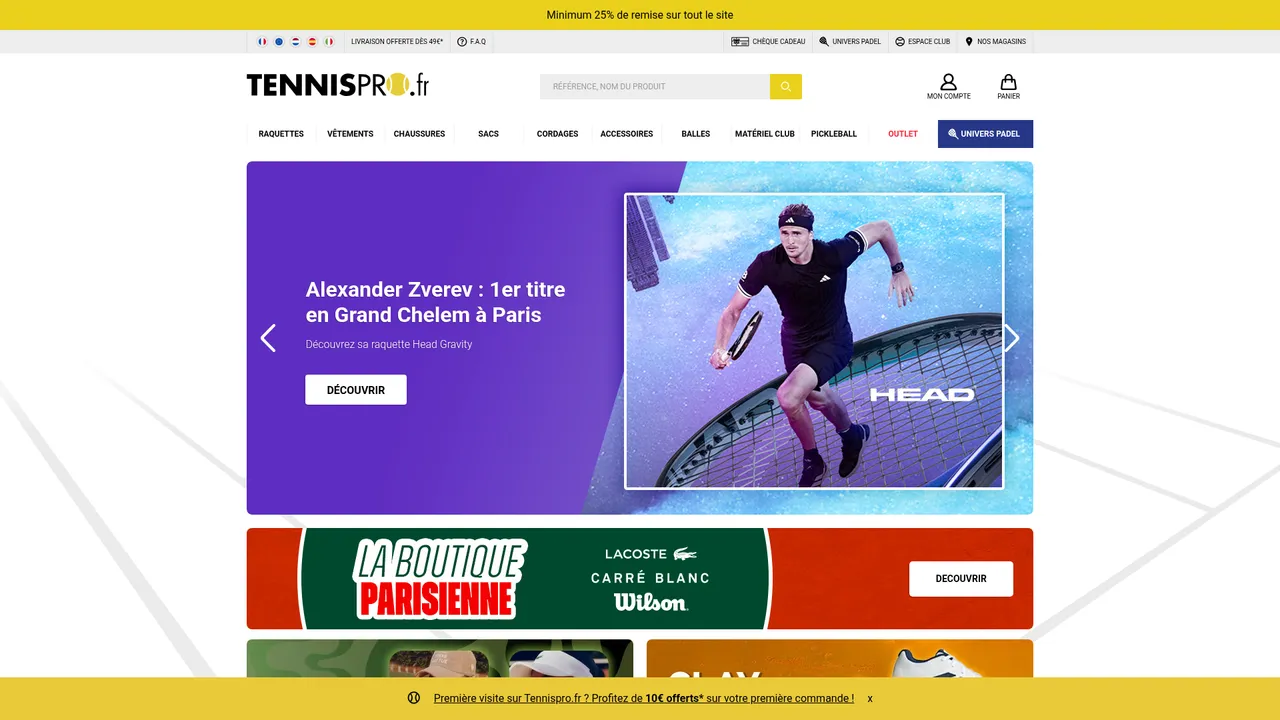 Screenshot de Tennispro.fr