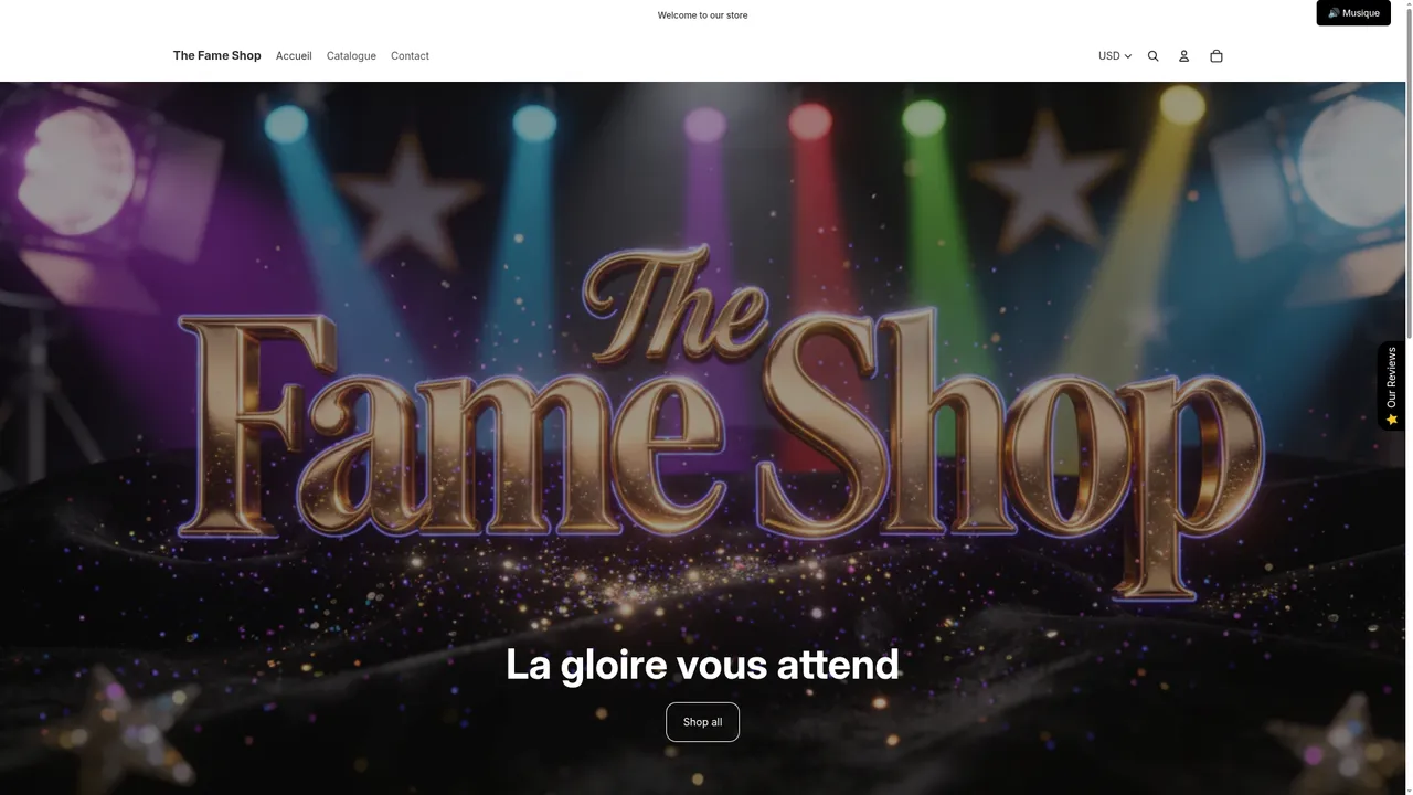 Aperçu du site The Fame Shop