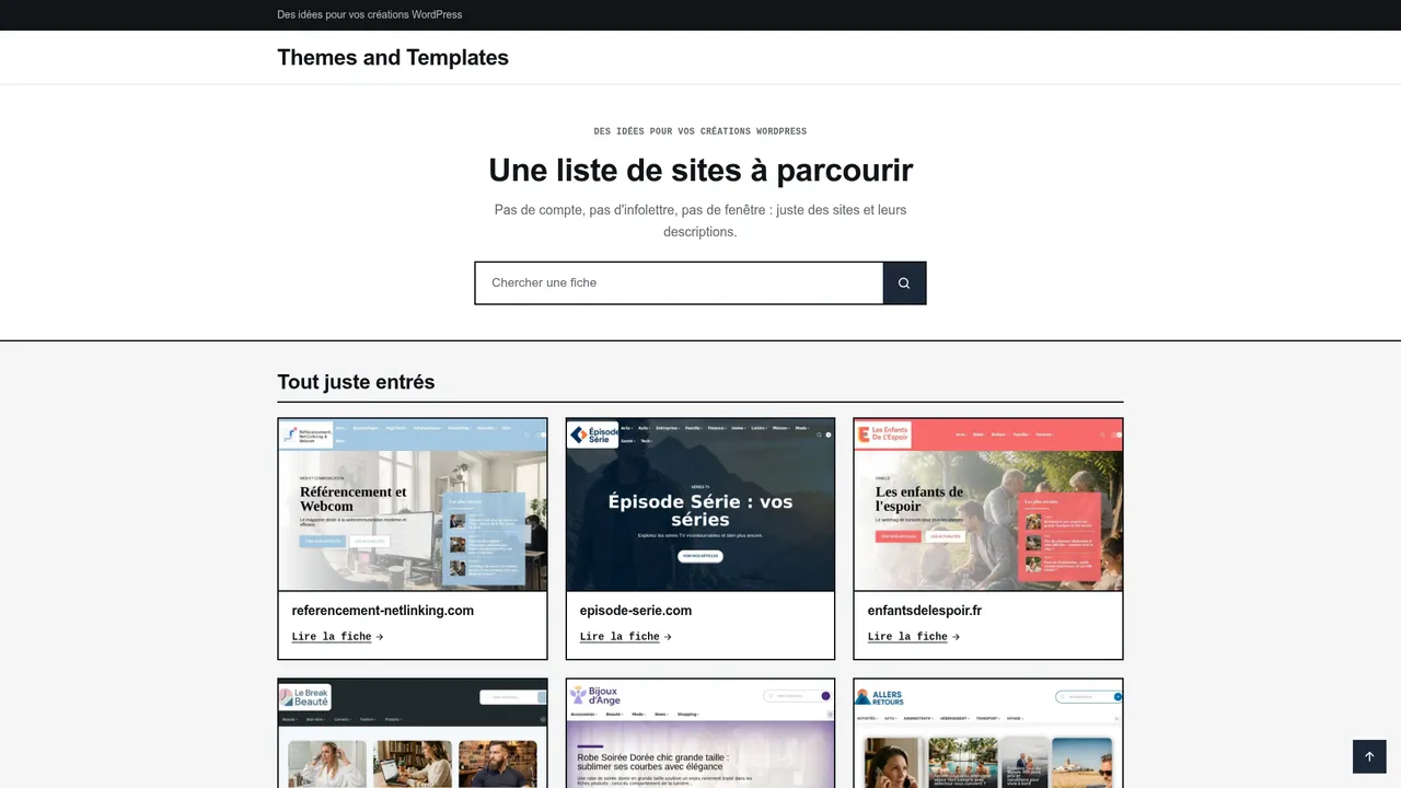 Aperçu du site Themes'n templates