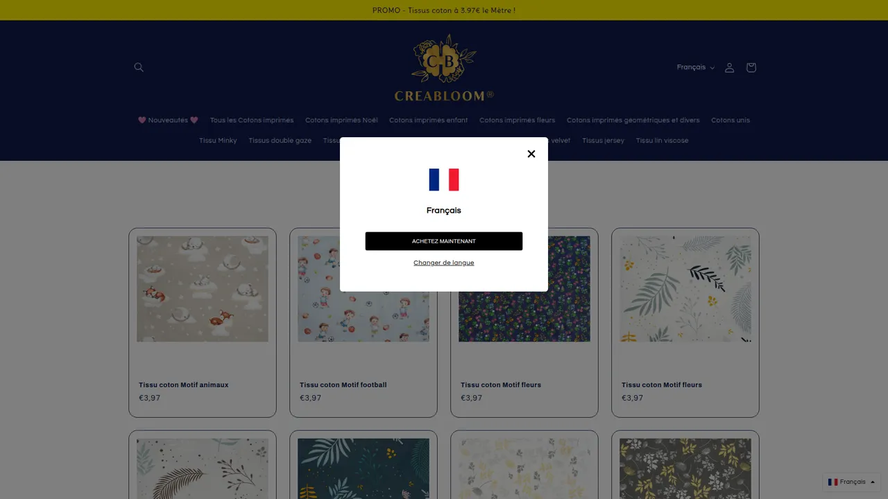 Aperçu du site Tissus Creabloom