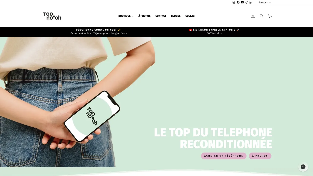 Aperçu du site Top notch