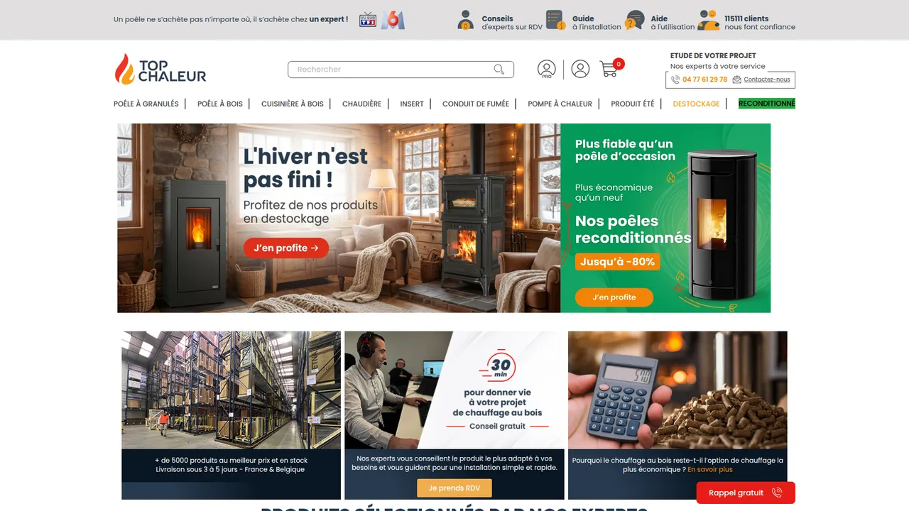 Screenshot de TopChaleur, le spécialiste de votre confort
