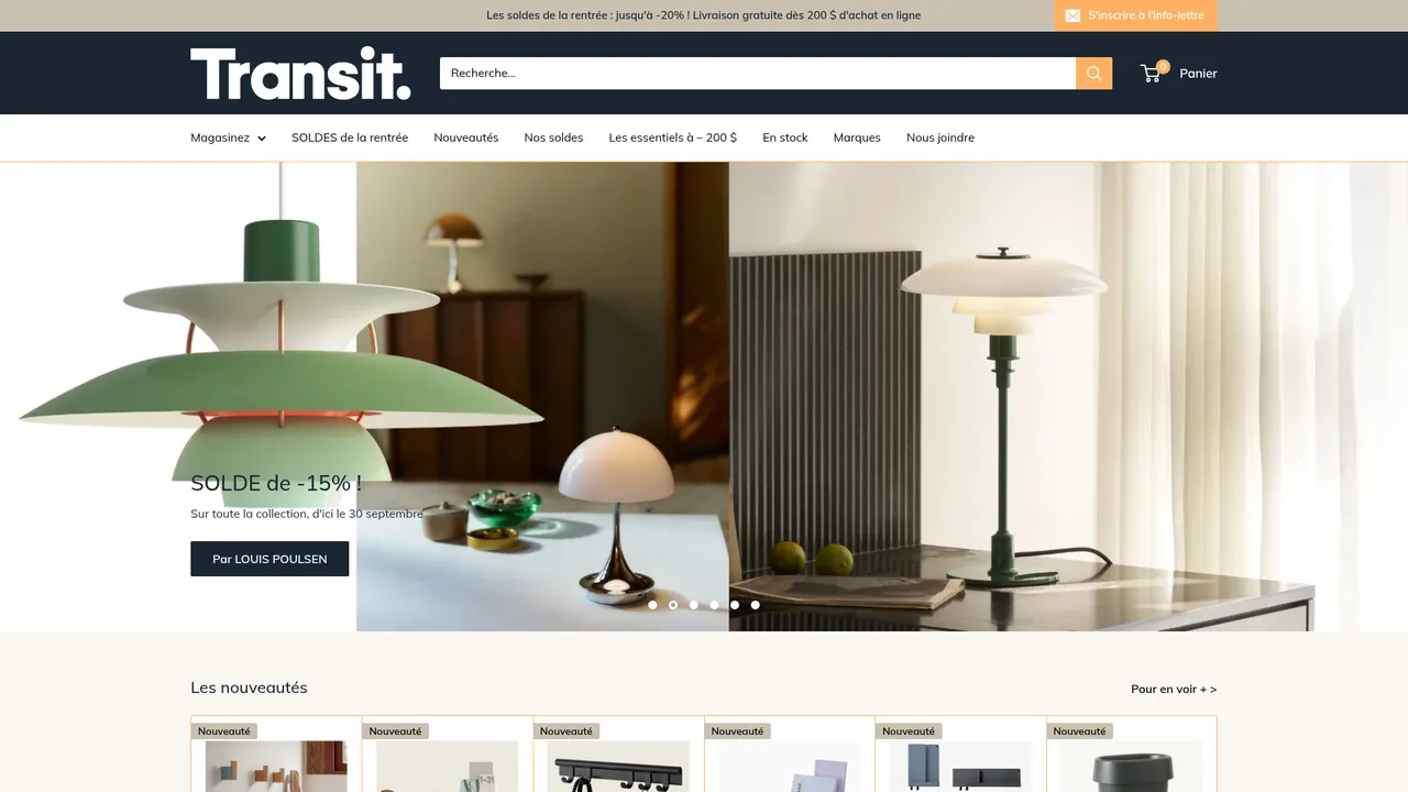 Aperçu du site Transit Luminaires