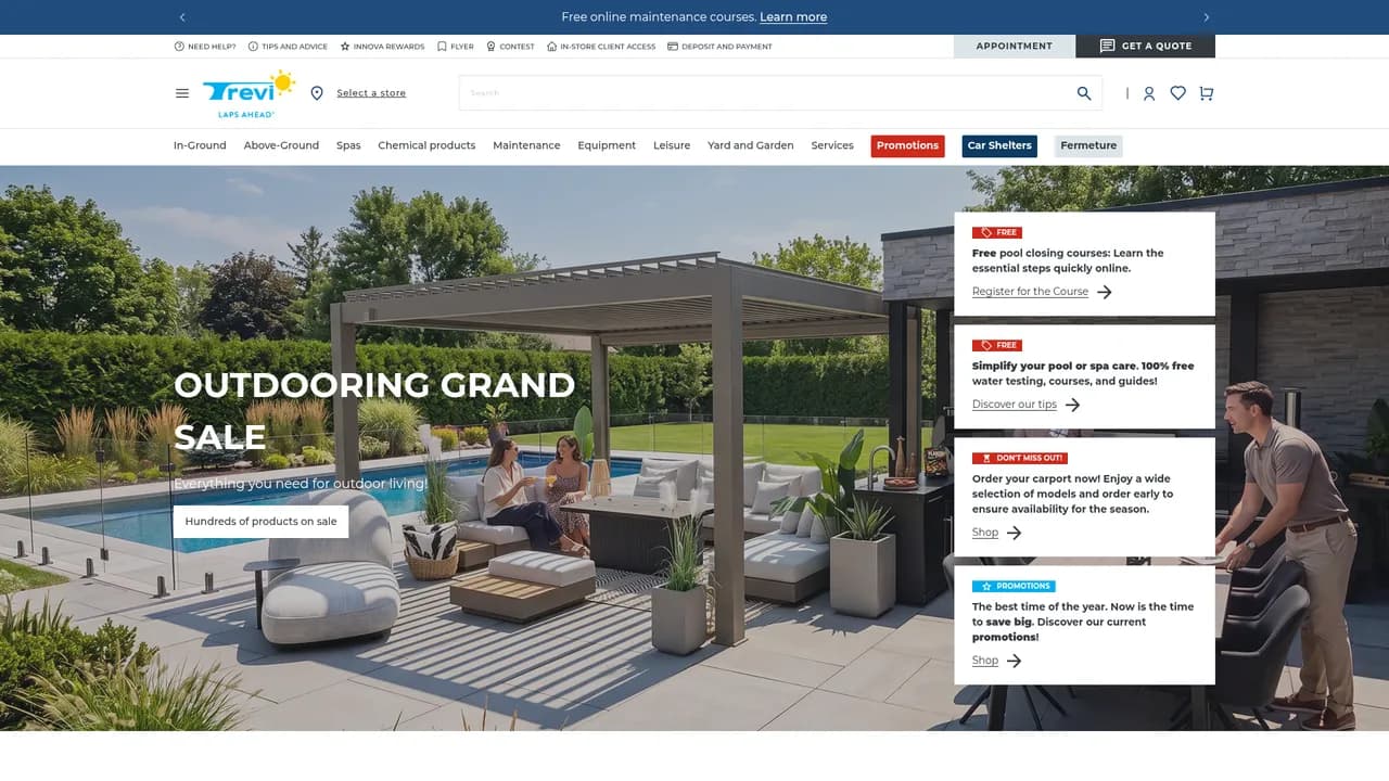 Aperçu du site Trévi : équipement piscine
