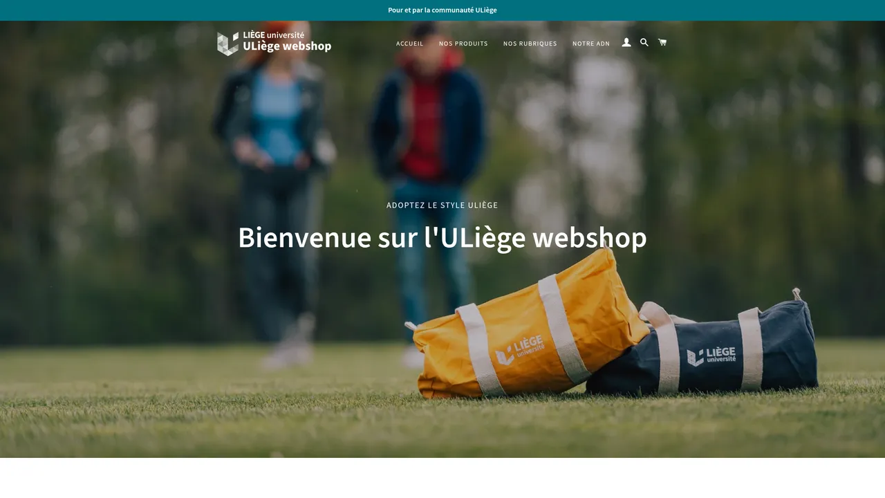 Screenshot de ULiège webshop