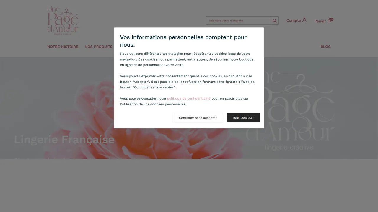 Aperçu du site Une Page d'Amour