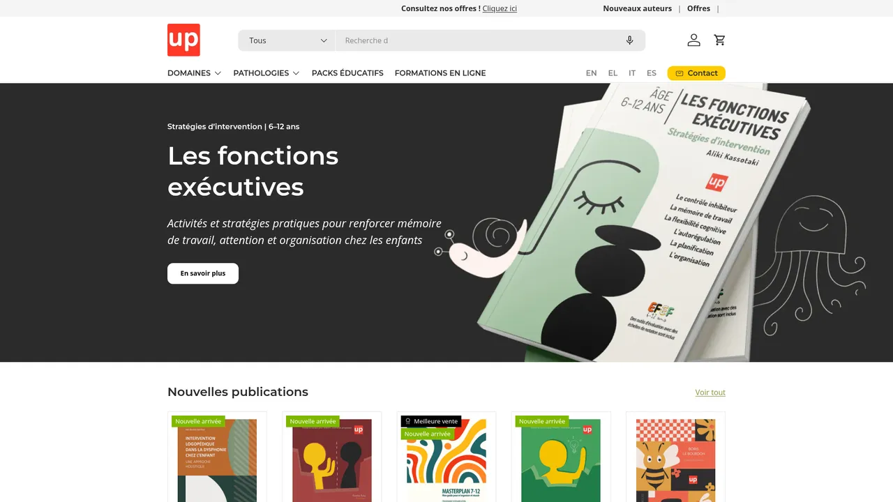 Screenshot de Upbility.fr | Éditions de matériel pédagogique et thérapeutique