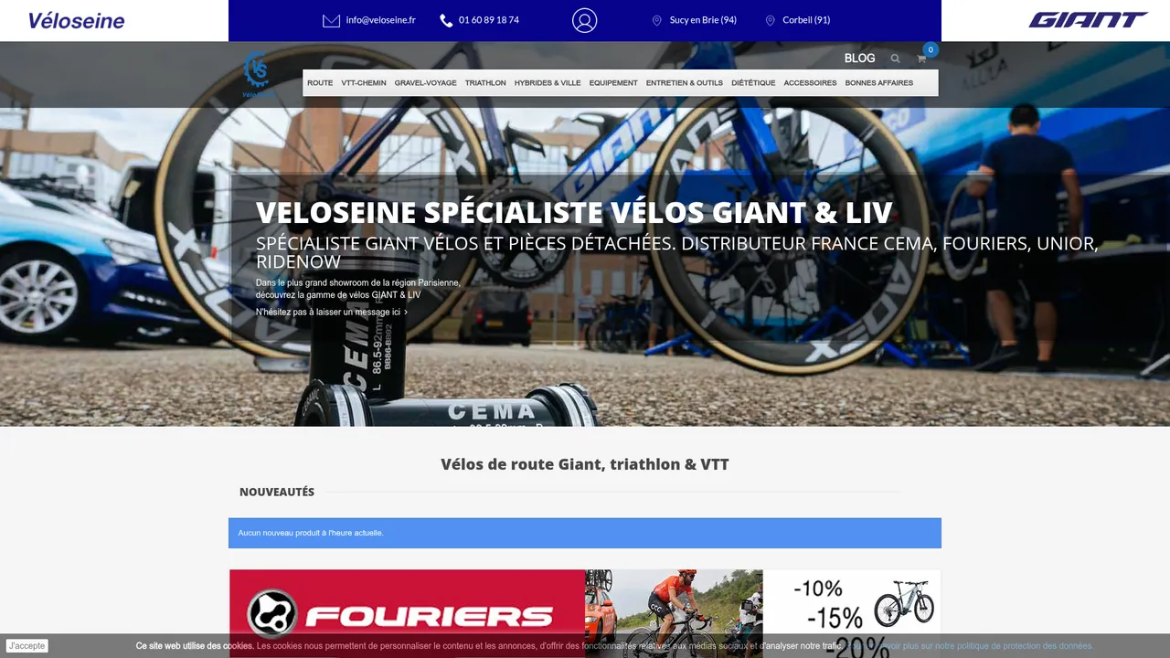 Screenshot de Veloseine : boutique de vélos