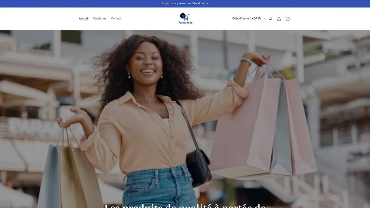 Aperçu du site Vendia Shop