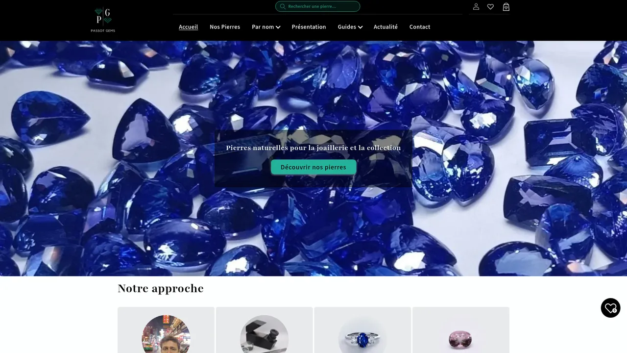 Screenshot de Vente de pierres pour la bijouterie et gemmes rares de collection