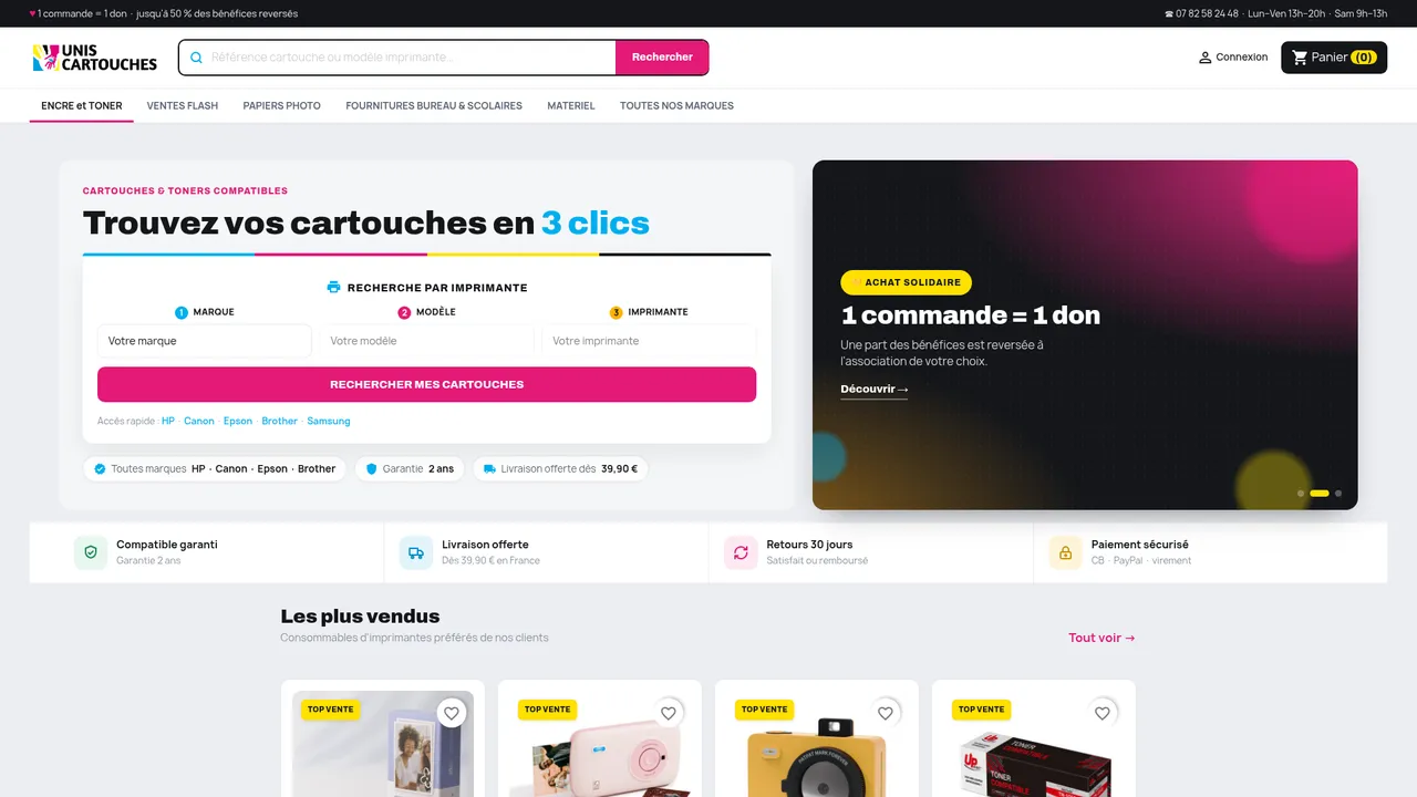 Aperçu du site Uniscartouches.com