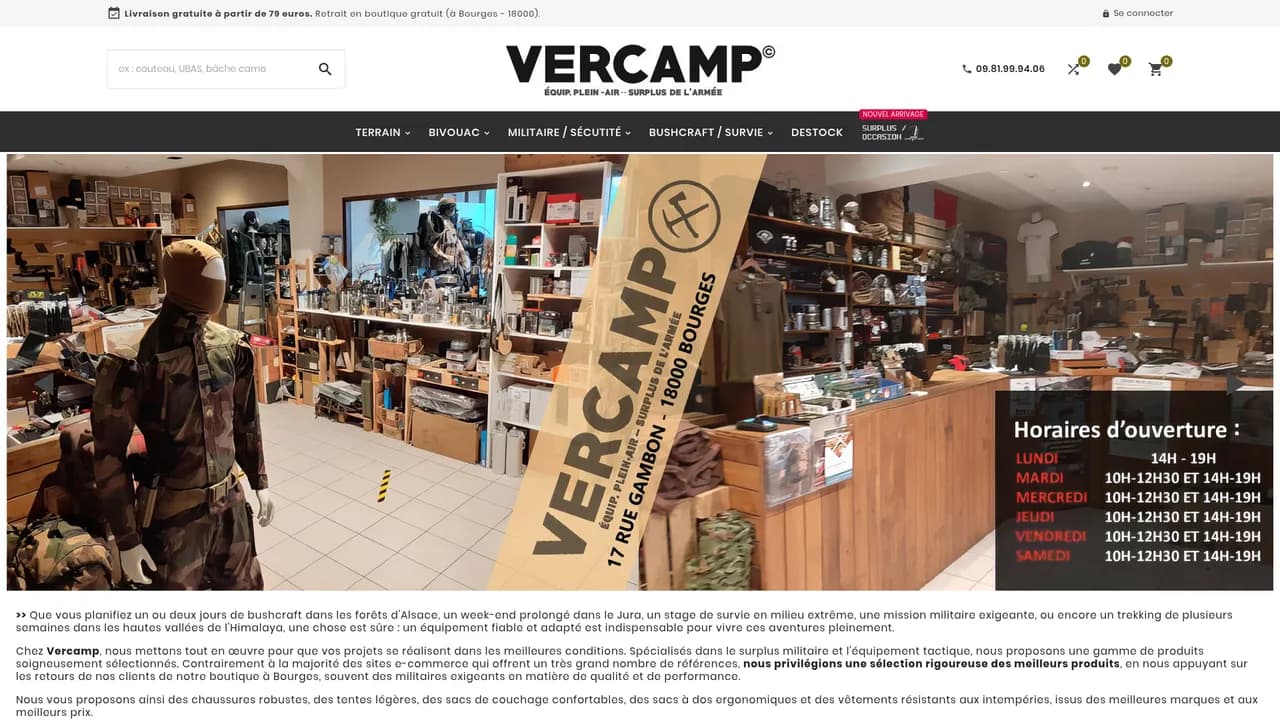 Aperçu du site Vercamp.fr