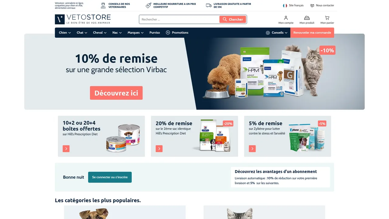 Aperçu du site Vetostore
