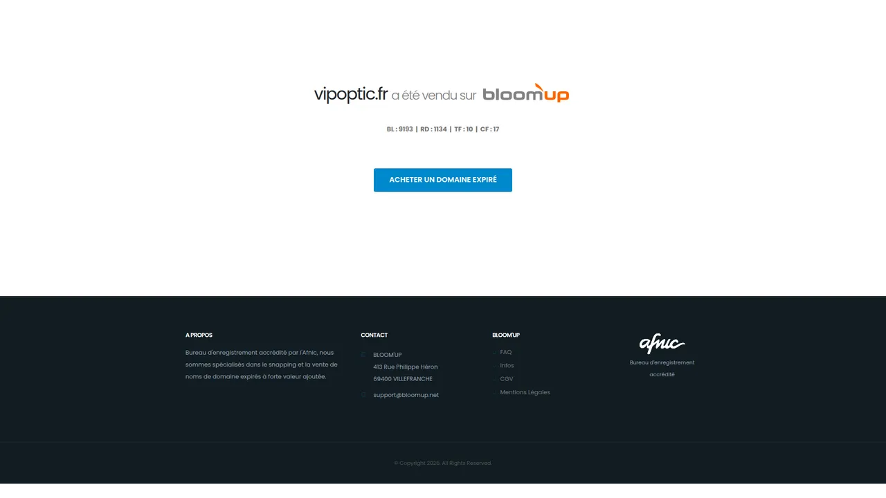 Aperçu du site Vip Optic